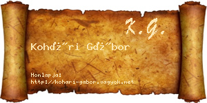Kohári Gábor névjegykártya