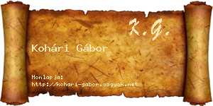 Kohári Gábor névjegykártya